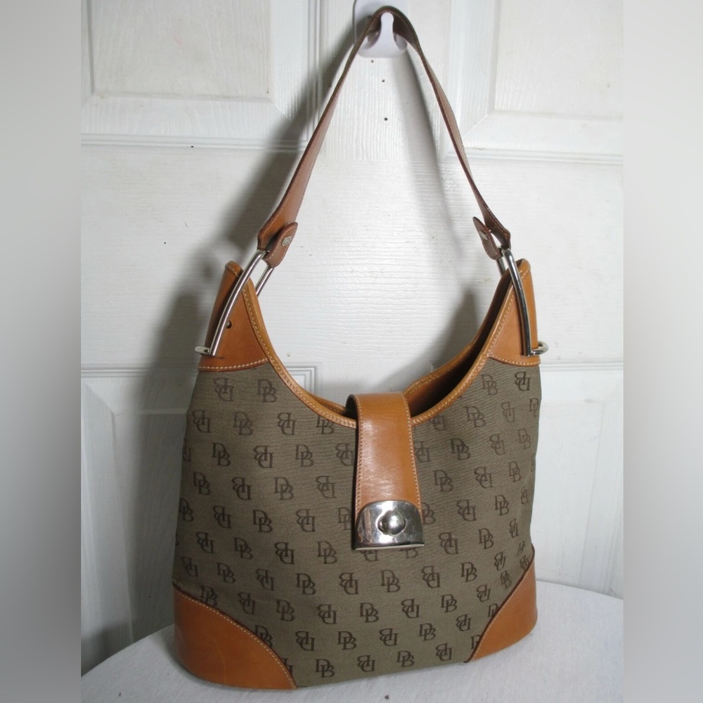 WINTER SALE ** Dooney & Bourke Tan and Brown Signature Hobo Bag
